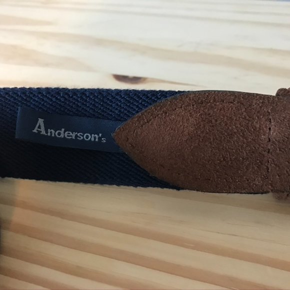 Anderson's Woven Navy Brown Leather Belt - Picture 3 of 9